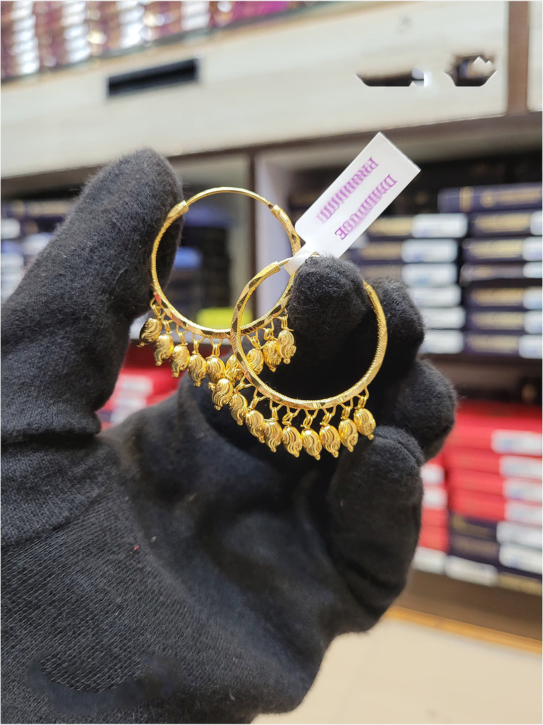 Anshenterpris 2 Gram Gold-Plated Temple Circular Hoop Earrings