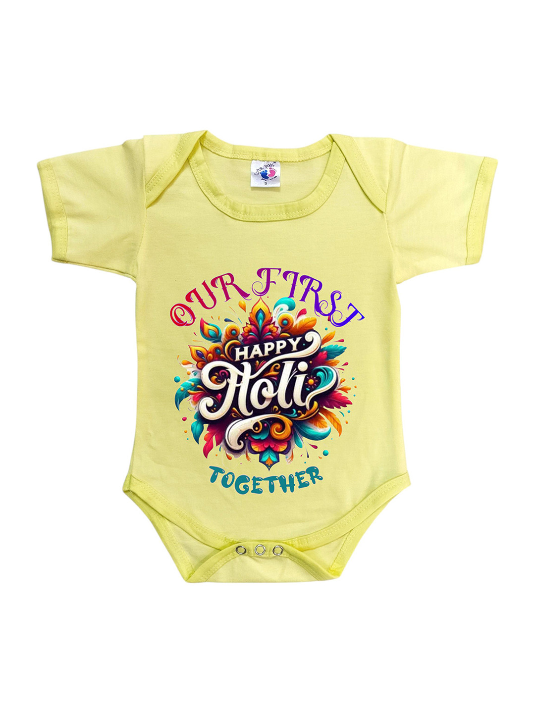 Cute Pals Kids Holi Printed Cotton Bodysuit