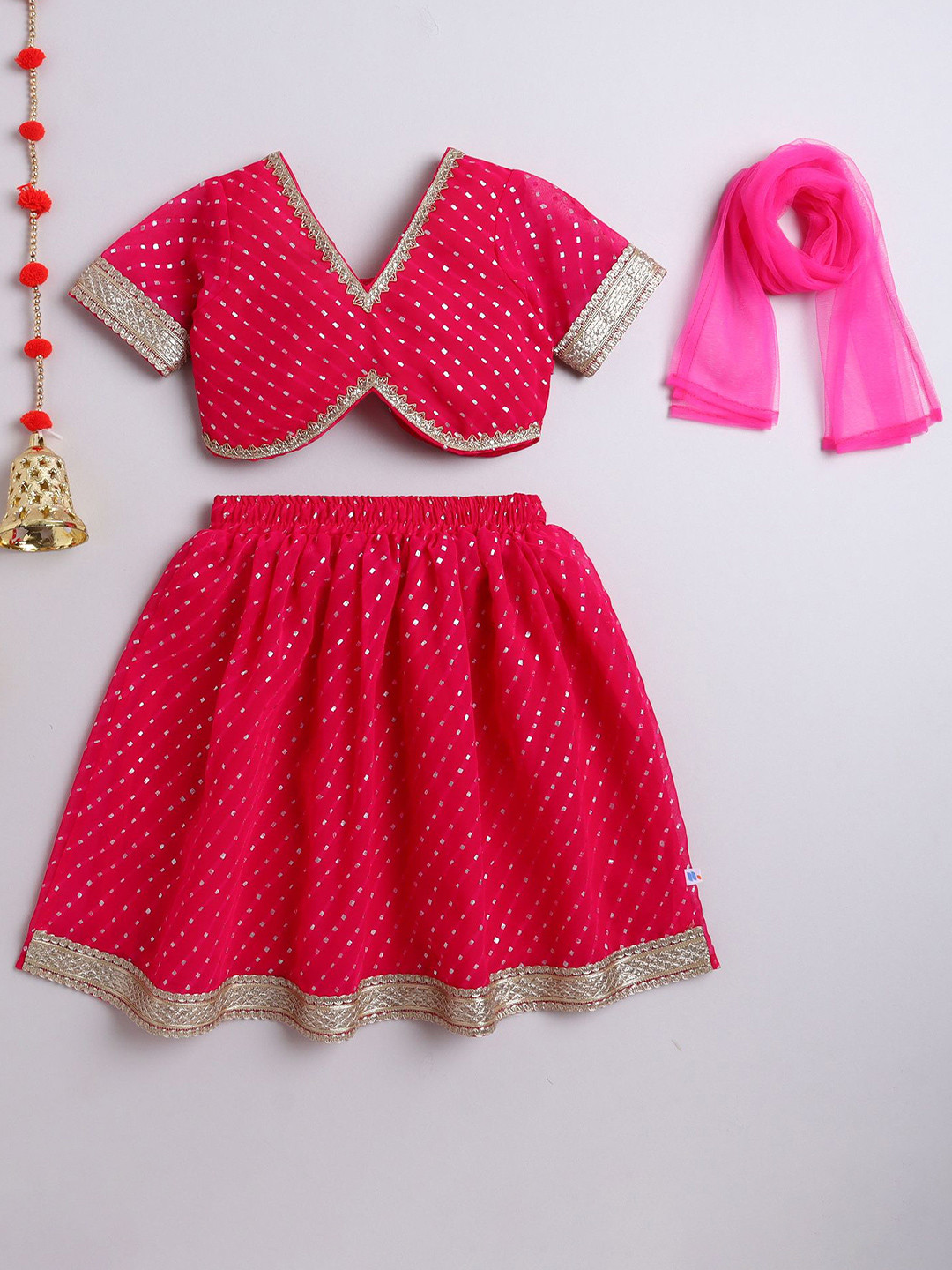 MANY FROCKS & Girls Printed Ready to Wear Lehenga Blouse With Dupatta