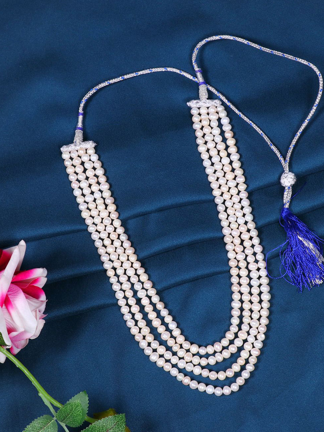 Raj Gems Natural Freshwater Pearl Gemstone Beads Layered Necklace