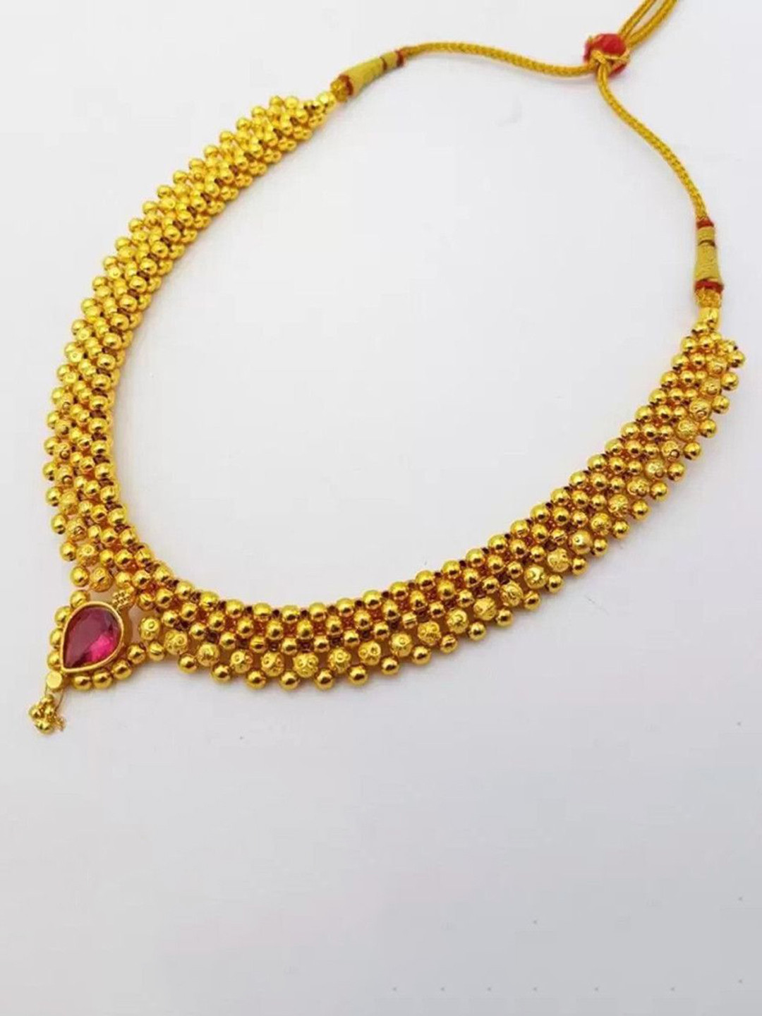 Heer Collection  1gm Micron Gold-Plated South Indian Temple Cubic Zirconia Stone Jewellery Set