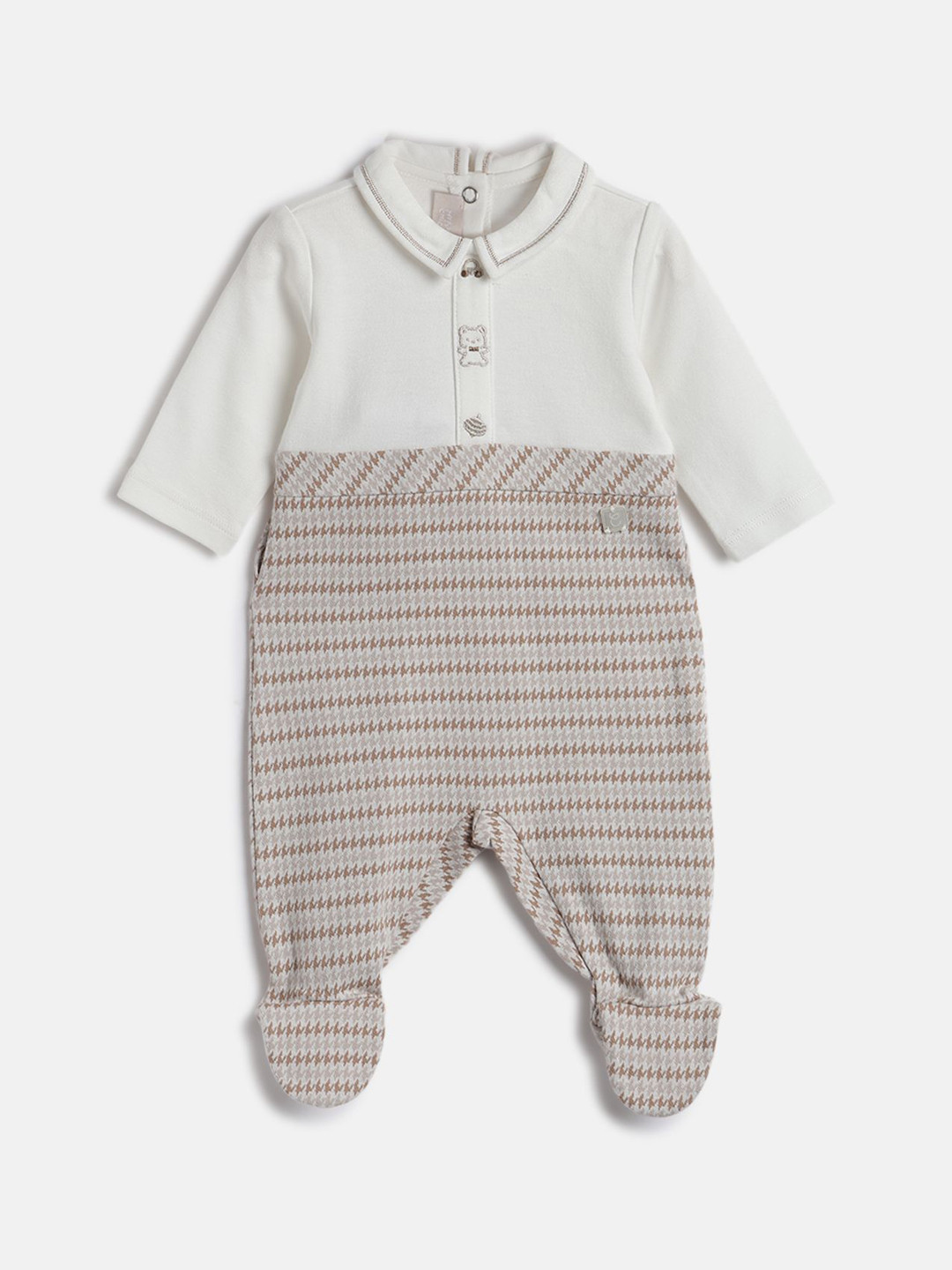 Chicco Boys Embroidered Nappy Opening Babysuit