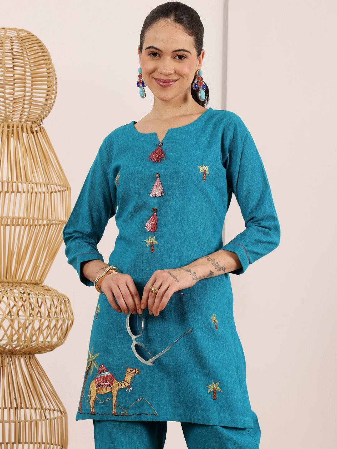 Lative Colours of Fashion Embroidered Tunic & Trouser Co-Ord Set