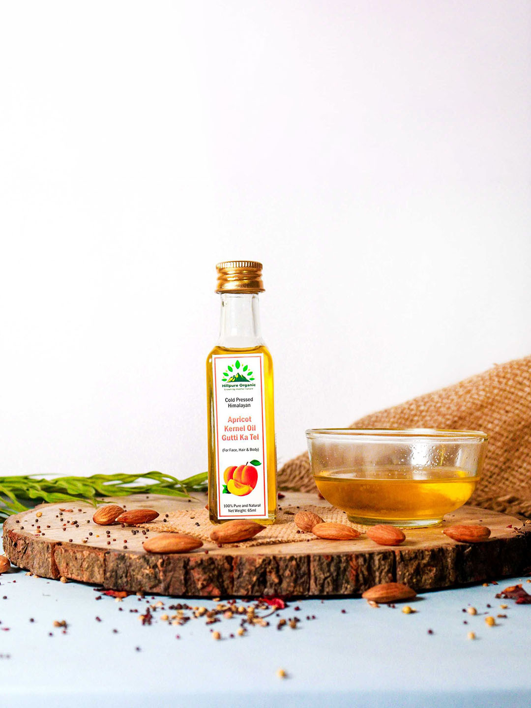 Hillpure Organic Cold Pressed Himalayan Apricot Kernel Oil- 65 ml
