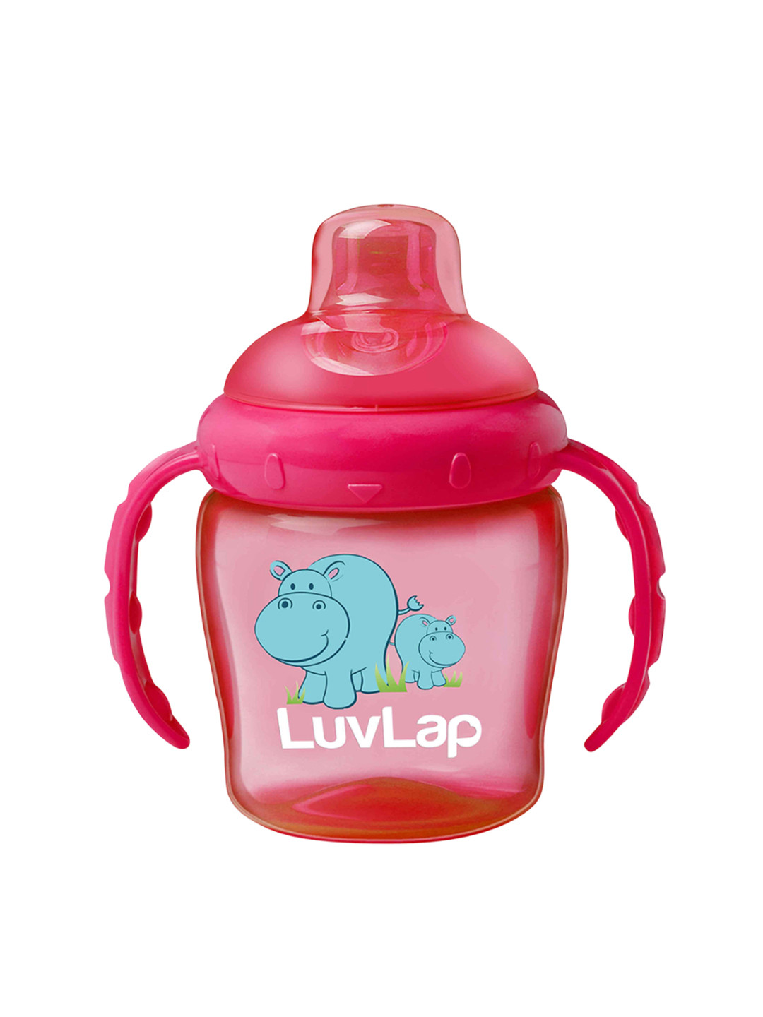 LuvLap Pink Hippo Anti-Spill Baby Sipper 225ml