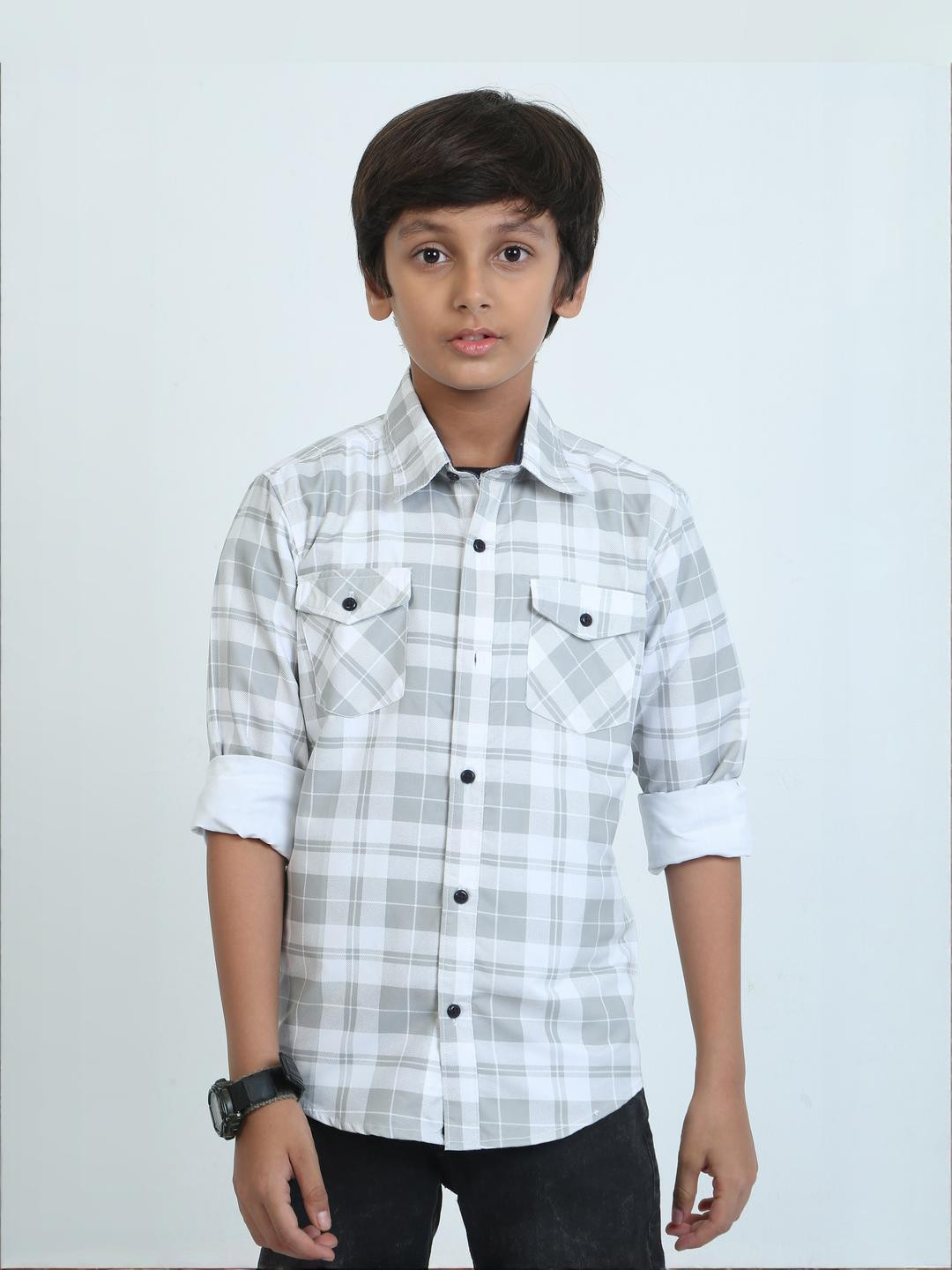 Rocket Science Boys Checked Double Pocket Casual Shirt