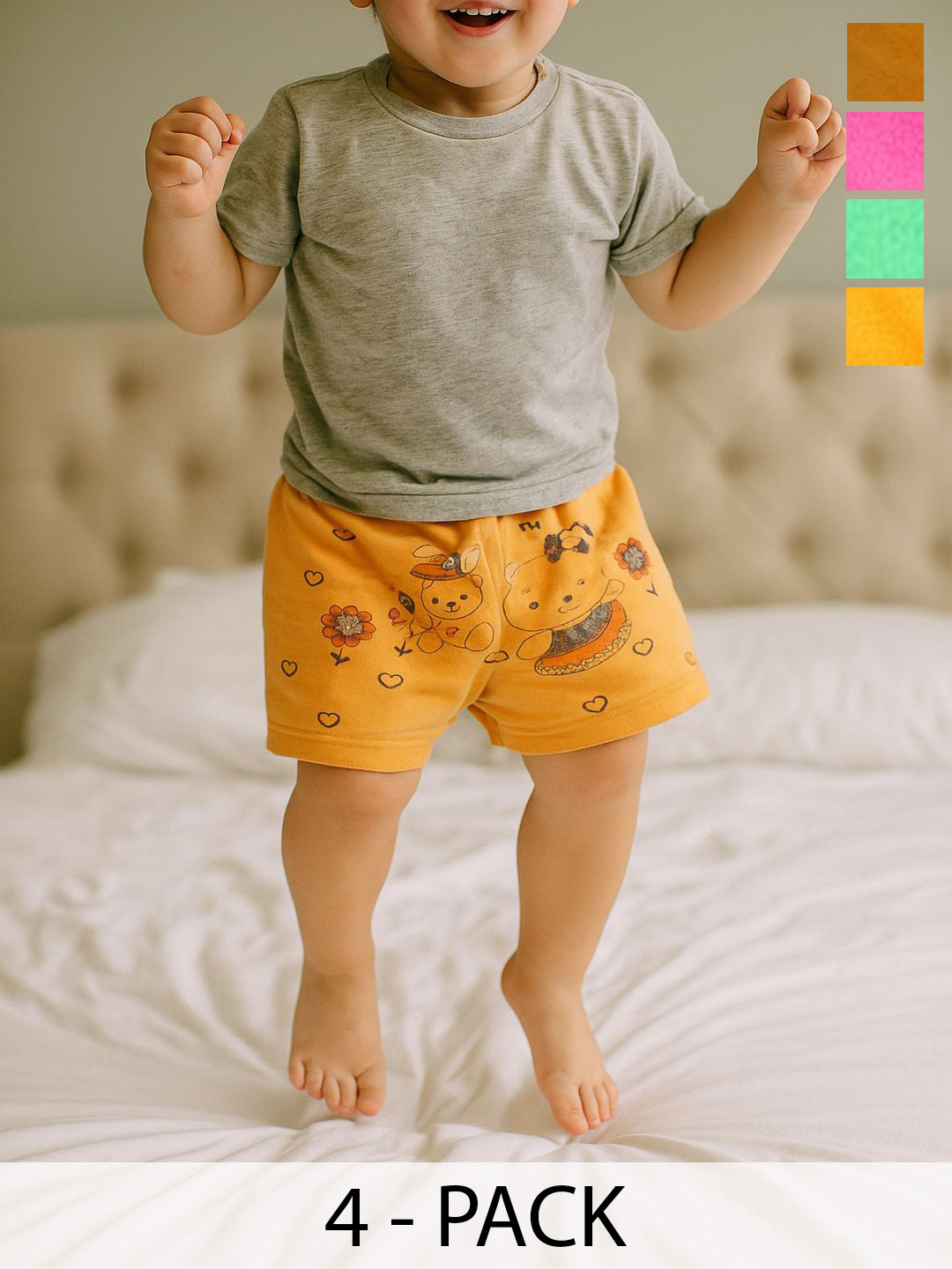 CORTICA Kids Pack Of 4 Graphic Printed Mid-Rise Ben 10 Cotton Shorts