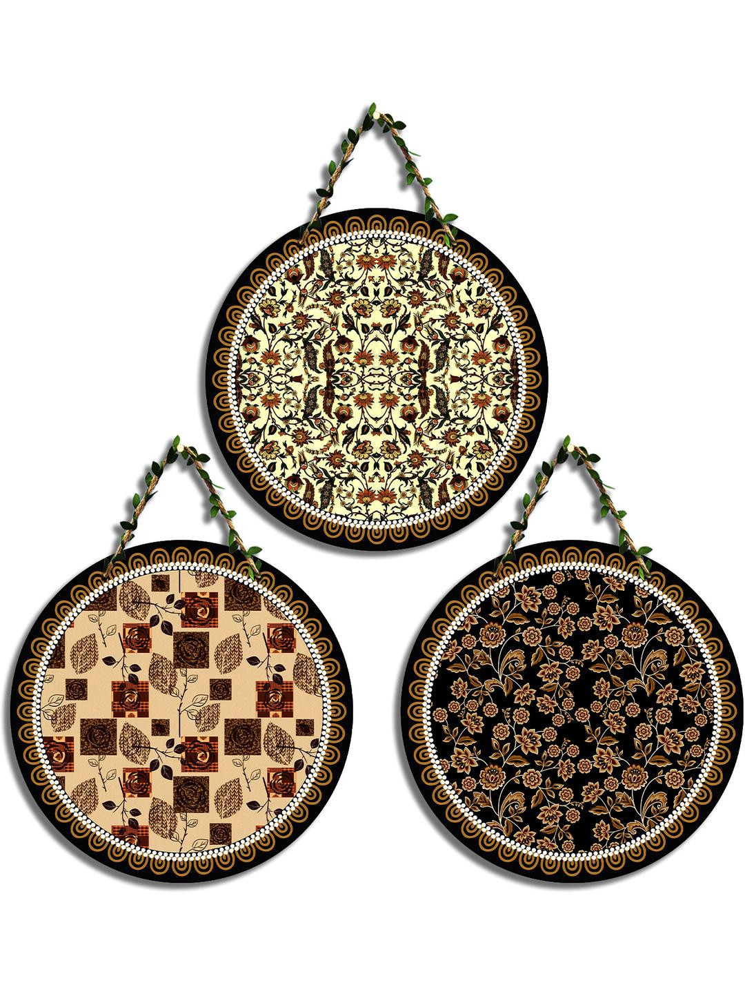 Arpita Crafts Set Of 3 Wood Floral Wall Hanging