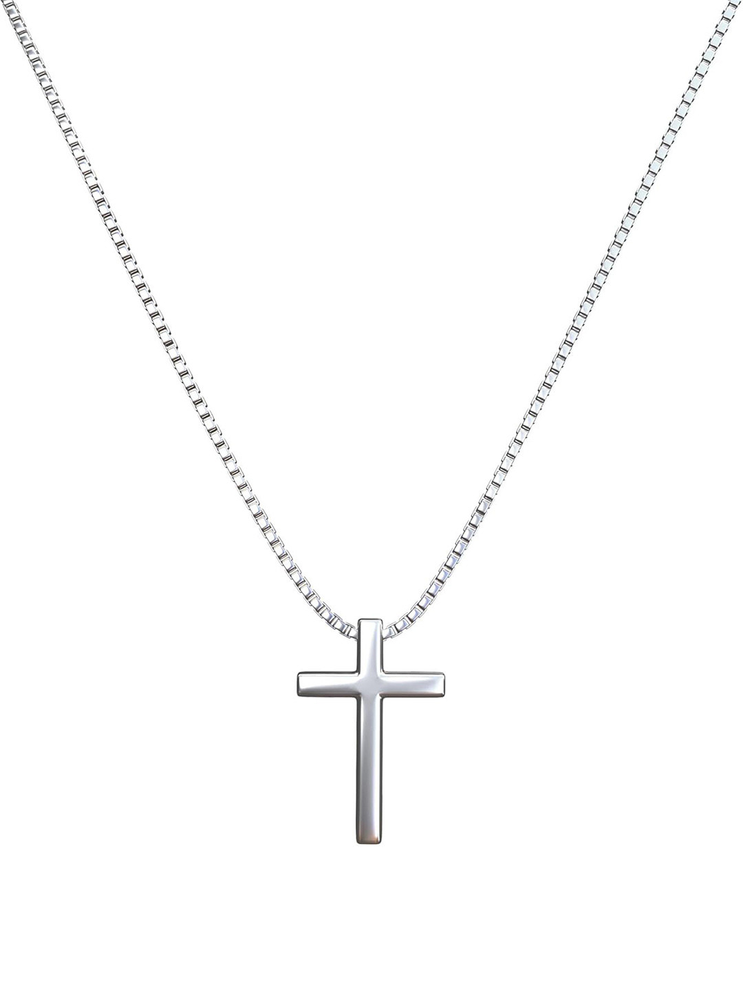 PASU FASHION Unisex Silver-Plated Stainless Steel Criss Cross Pendant With Chain