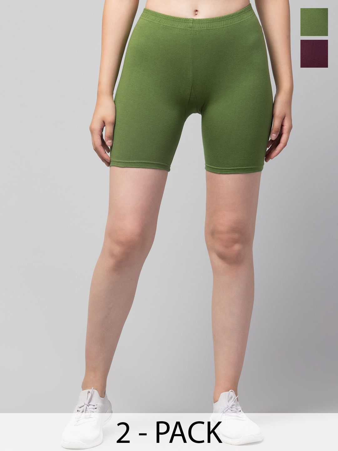 HIRRUX Women Pack Of 2 Skinny Fit Low-Rise Cycling Sports Shorts