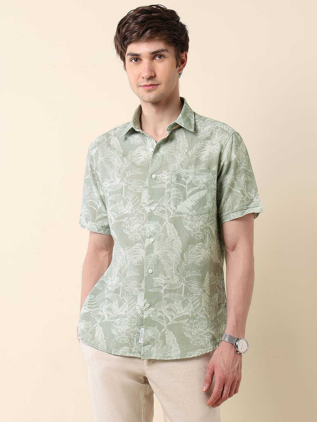 U.S. Polo Assn.Men Tropical Printed Tailored Fit Casual Shirt