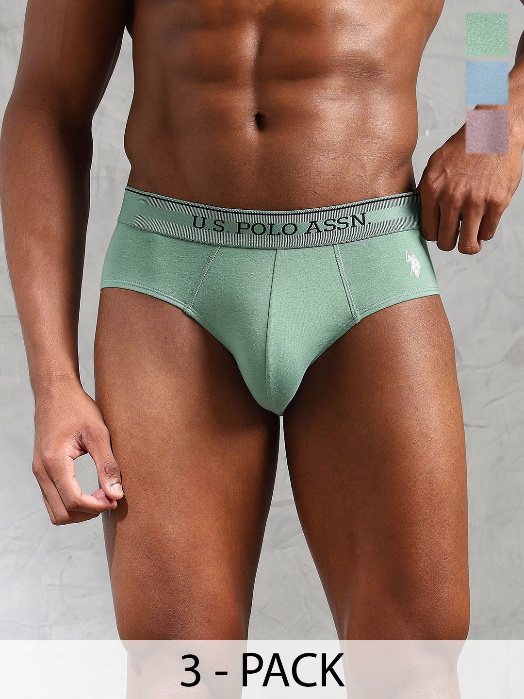 U.S. Polo Assn.Pack Of 3 Men Low-Rise Basic Briefs OEB15-BDP-P3
