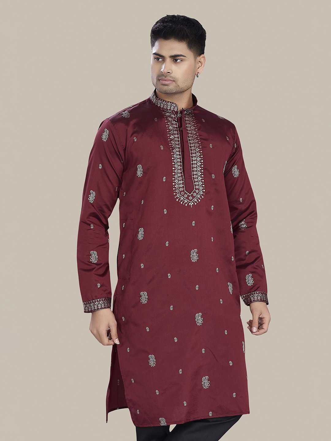 PulseIQ Men's Woven Jequard Kurta