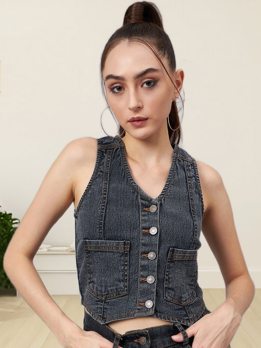 all about you Women Shirt Style Crop Cotton Top