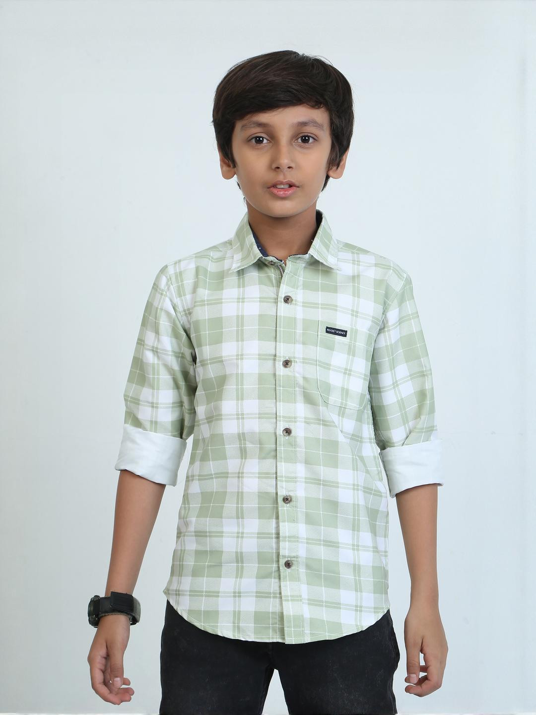 Rocket Science Boys Regular Fit Checked Casual Shirt