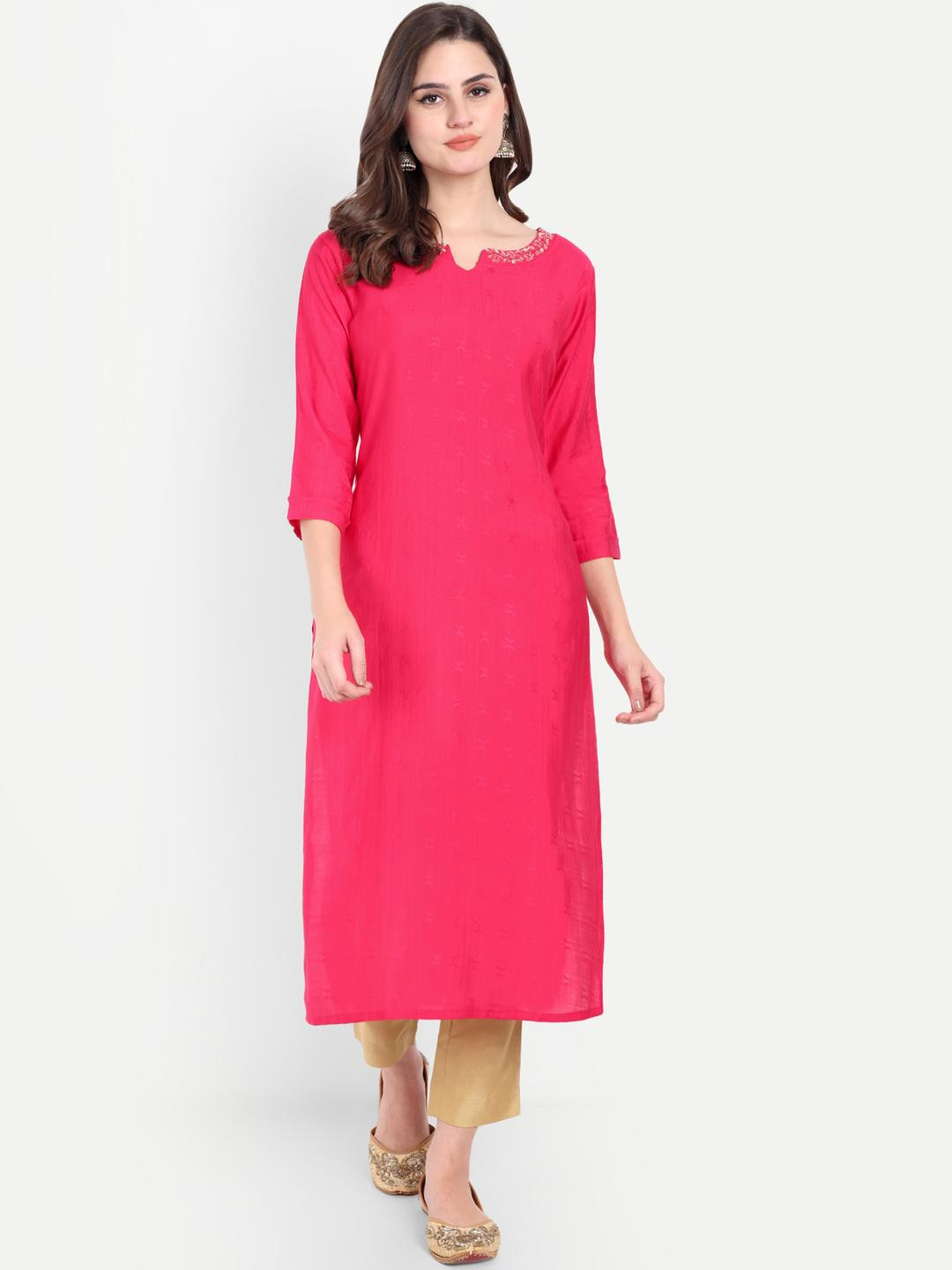 4u Fashion Women V-Neck Straight Kurta