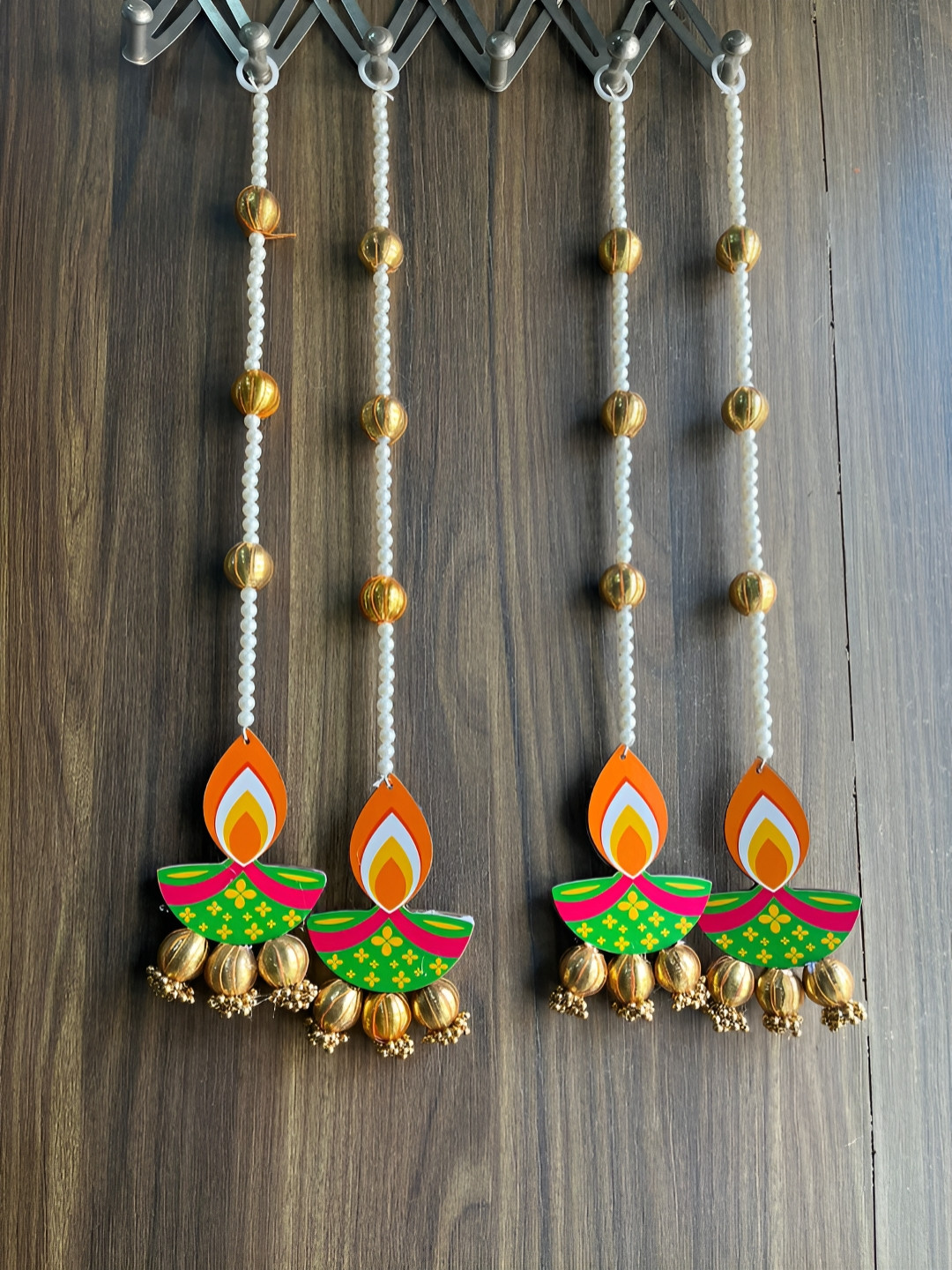 Sellplus 4-Pcs White & Green Wall Hanging Toran Festive Hanging