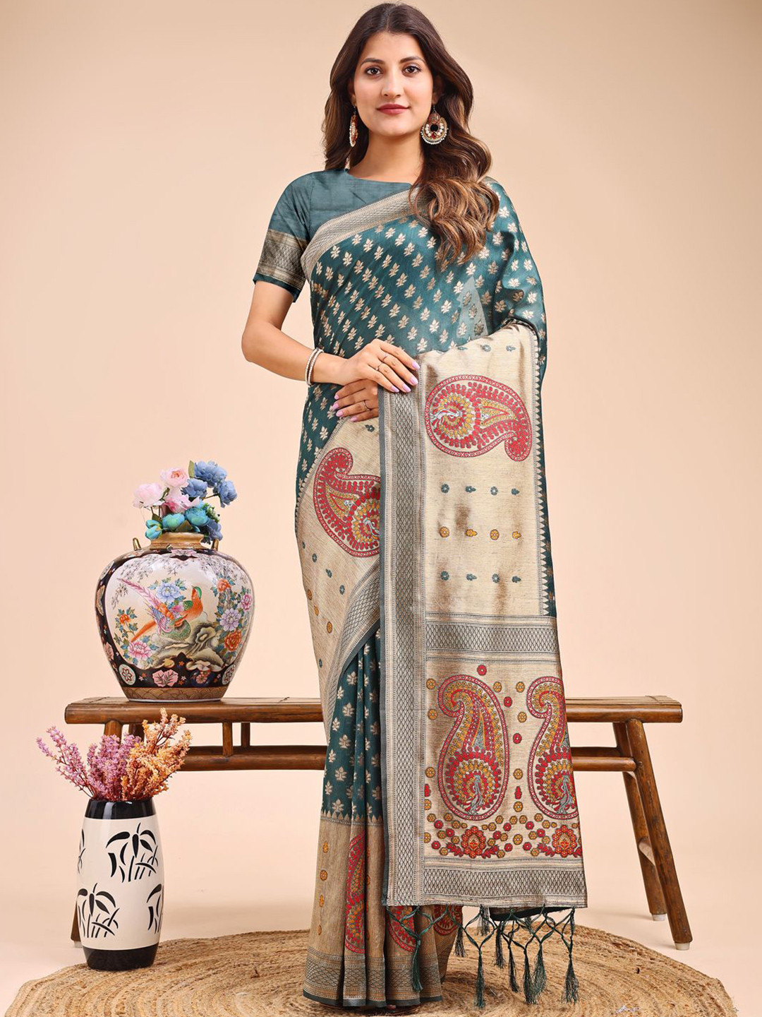 Pandadi Saree Paisley Woven Design Zari Traditional Sarees
