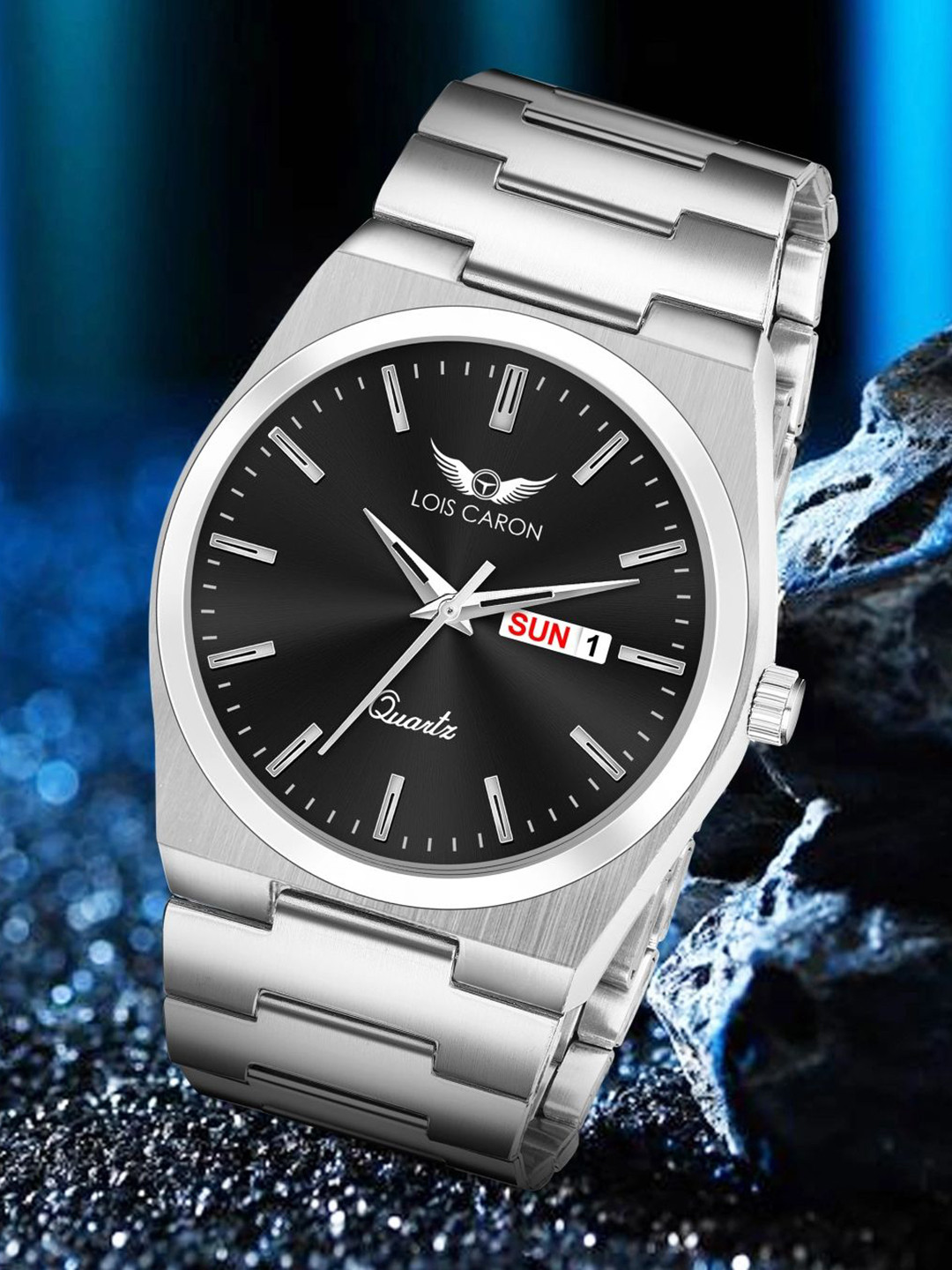 LOIS CARON Men Round Dial & Stainless Steel Bracelet Style Straps Analogue Watch LCS-8346