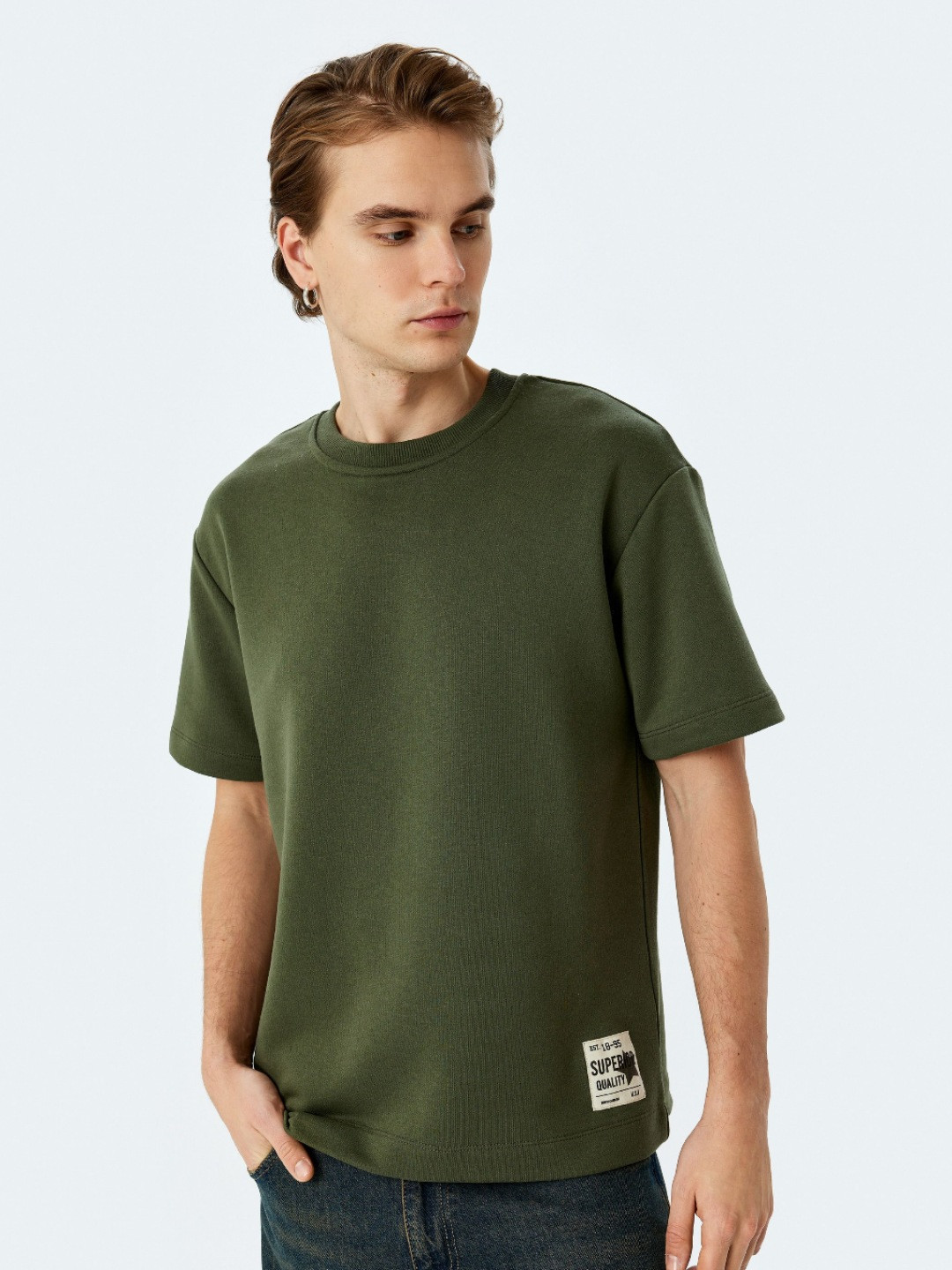 Koton Men Solid Round Neck Cotton T-shirt