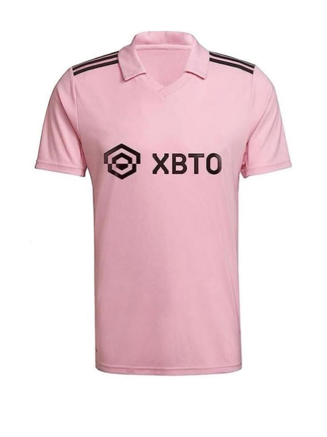 Dostitch Kids Typography Miami Lionel Messi Striped Polo Collar T-shirt