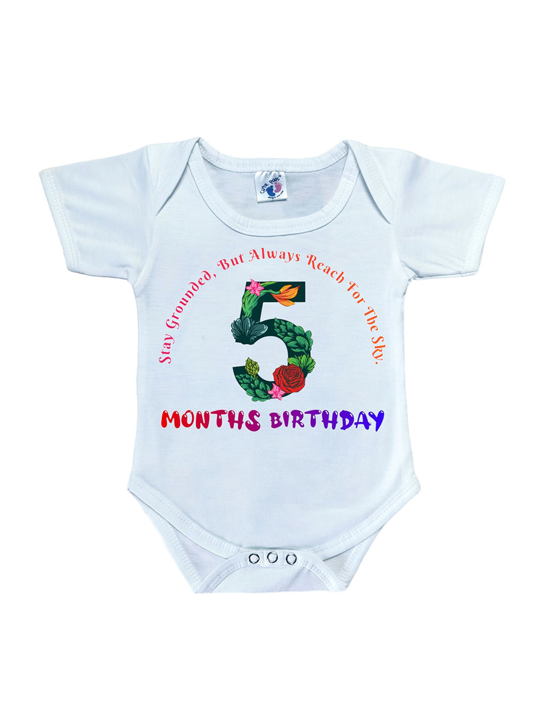 Cute Pals White Infants Monthly Milestone Baby Birthday Printed Cotton Bodysuits
