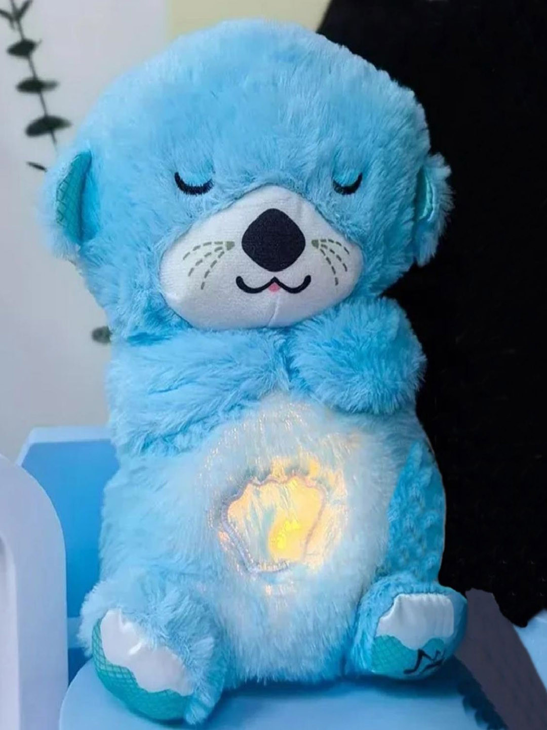 MUREN Kids Sleepy Face Plush Breathing Teddy Musical Toy