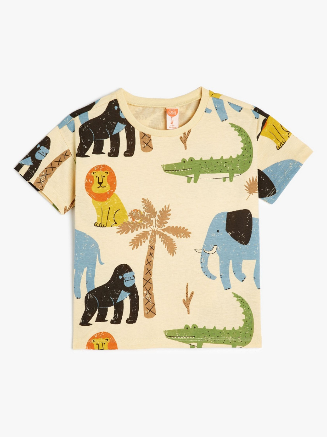 Koton Boys Animal Printed Round Neck Cotton T-shirt