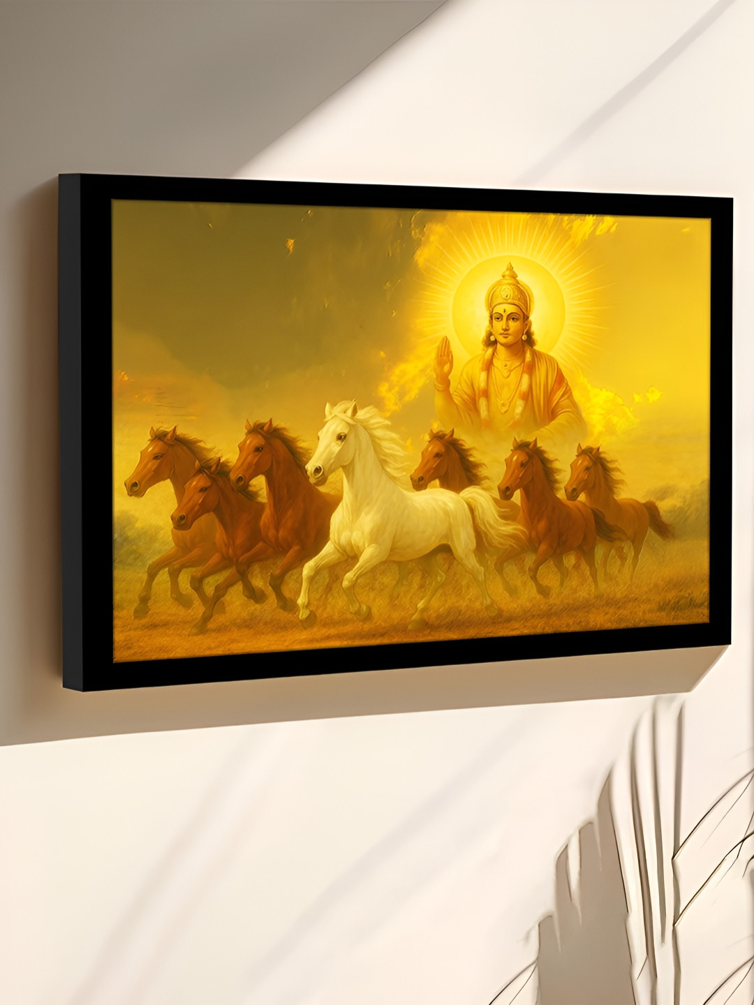Art Street Yellow & Brown Running Horses Birds And Animals Wooden Wall Art