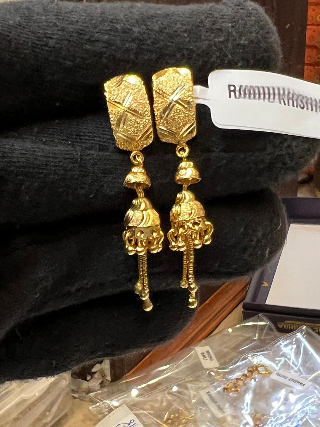 Anshenterpris Gold Plated Crystals Studded Dome Shaped Jhumkas