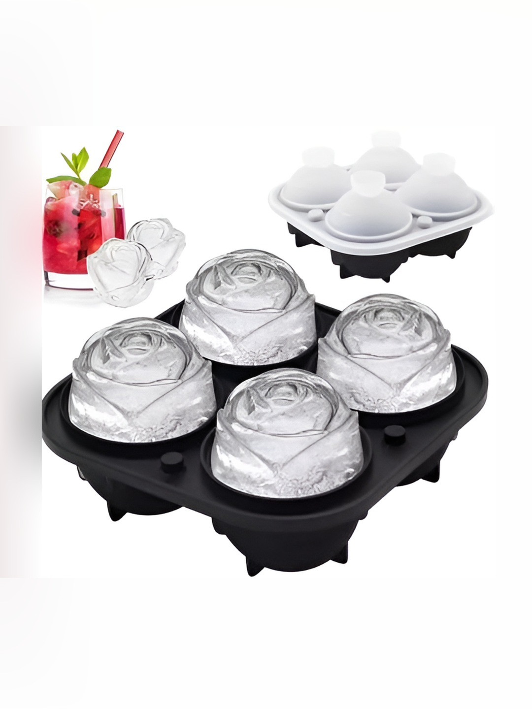 NATURALLY YOURS Black Rose Silicone Ice Moulds