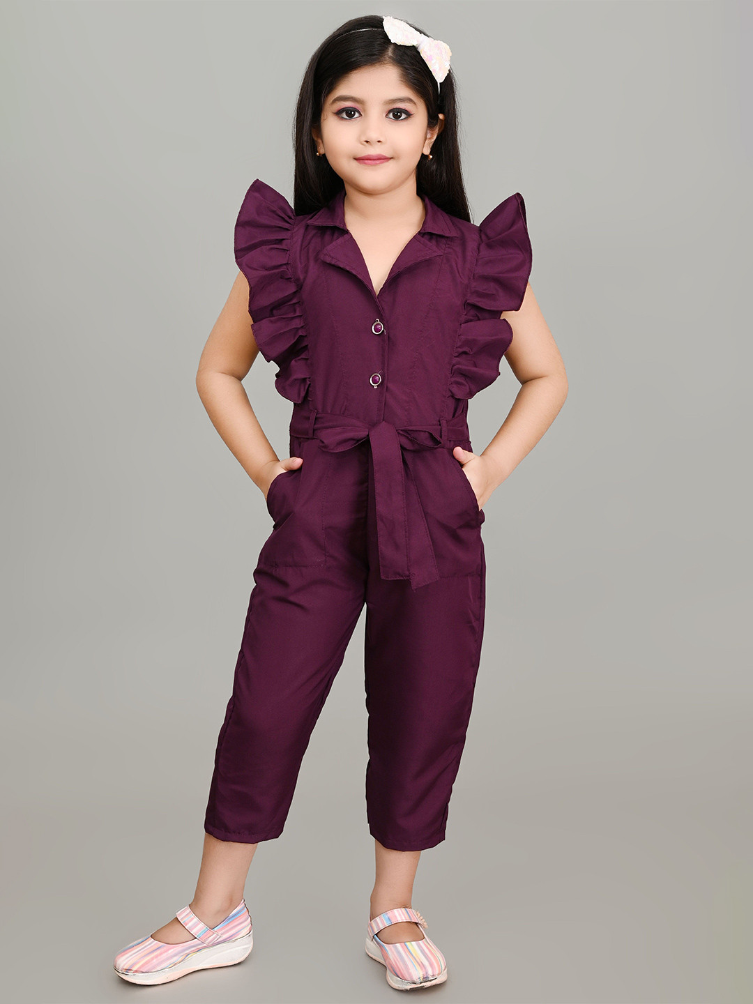 FT fashion Girls Basic Jumpsuit with Ruffles