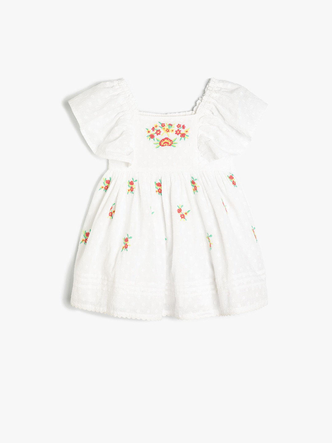 Koton Floral Flutter Sleeve Fit & Flare Dress