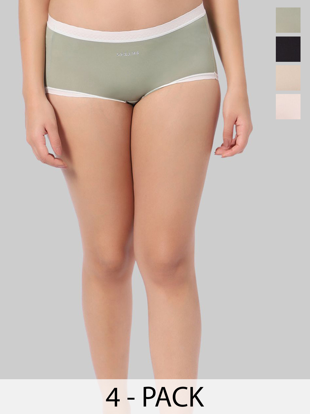 INTIMATE QUEEN Pack Of 4 Mid-Rise Antibacterial Rash-Free Boyshort Briefs IQ-LCBU-FP-XS