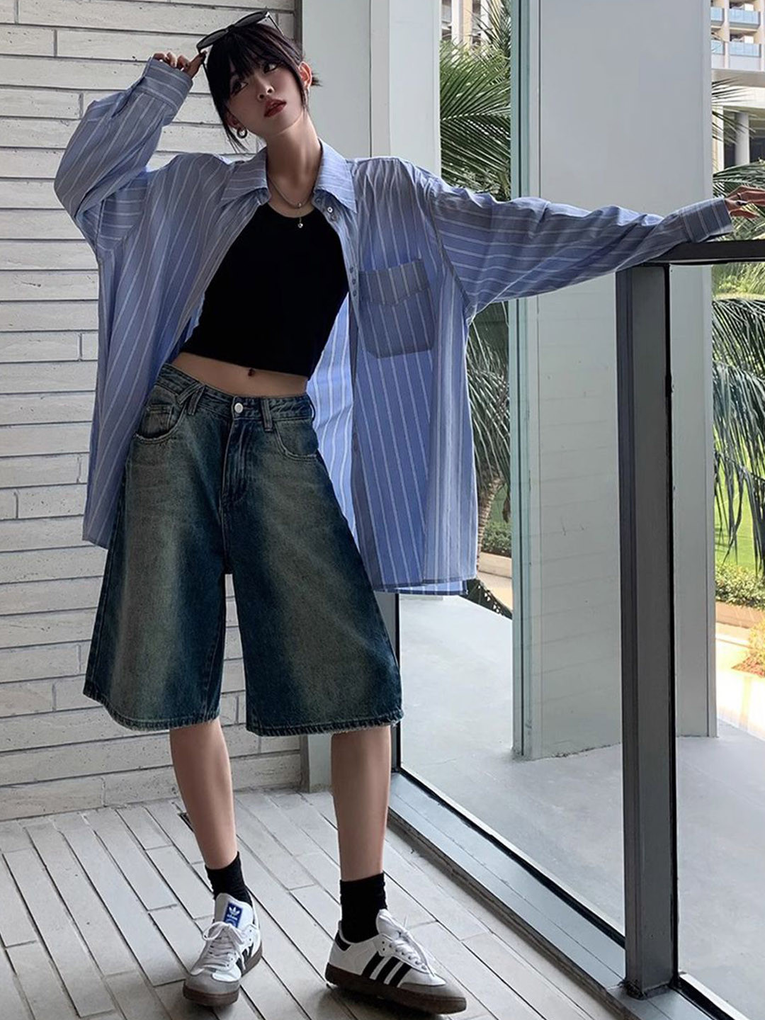 StyleCast Women Comfort Loose Fit High-Rise Faded Easy Wash Culottes Trousers