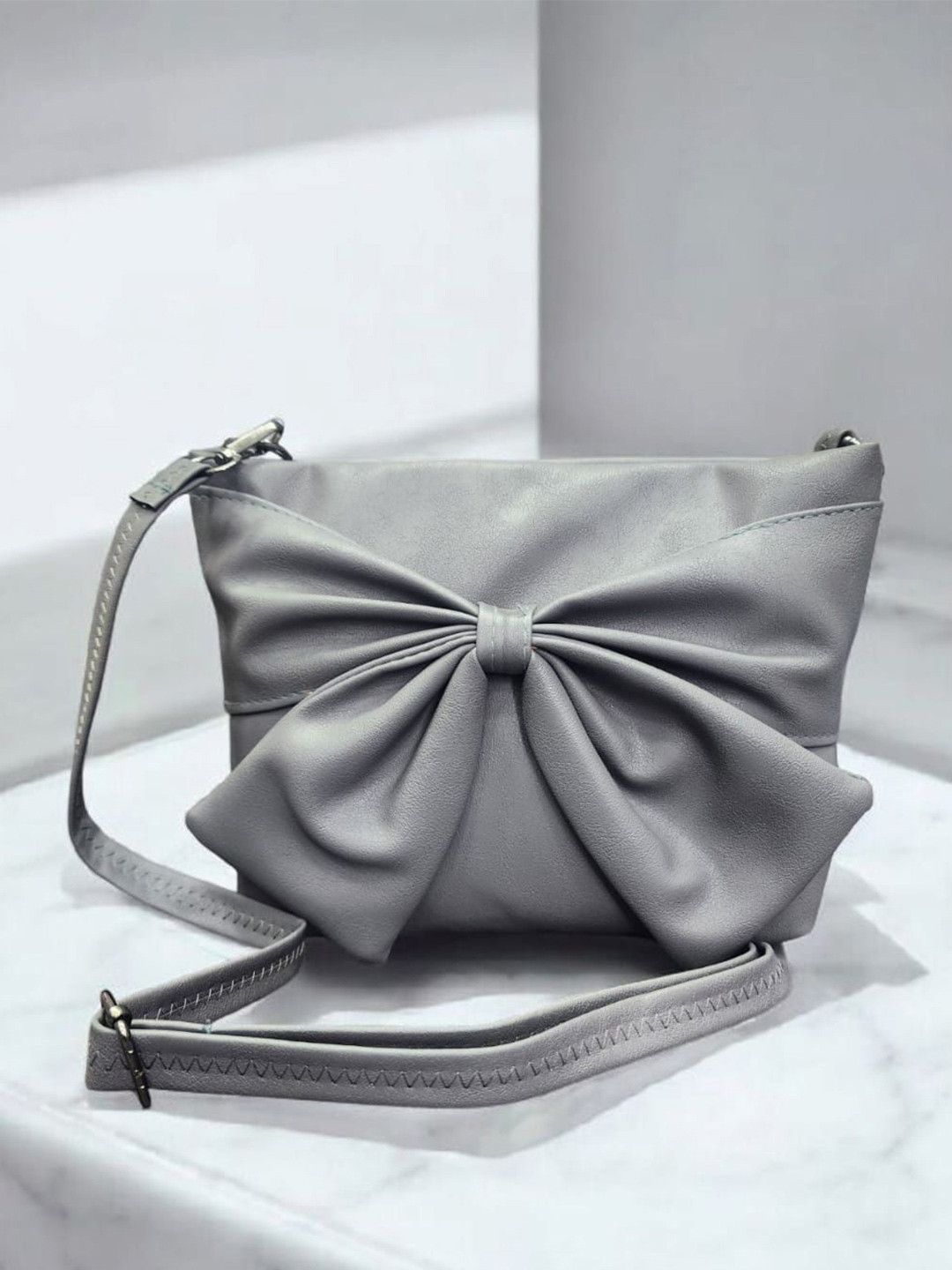 DAISY STAR Faux Leather Shoulder Bag With Bow Detail