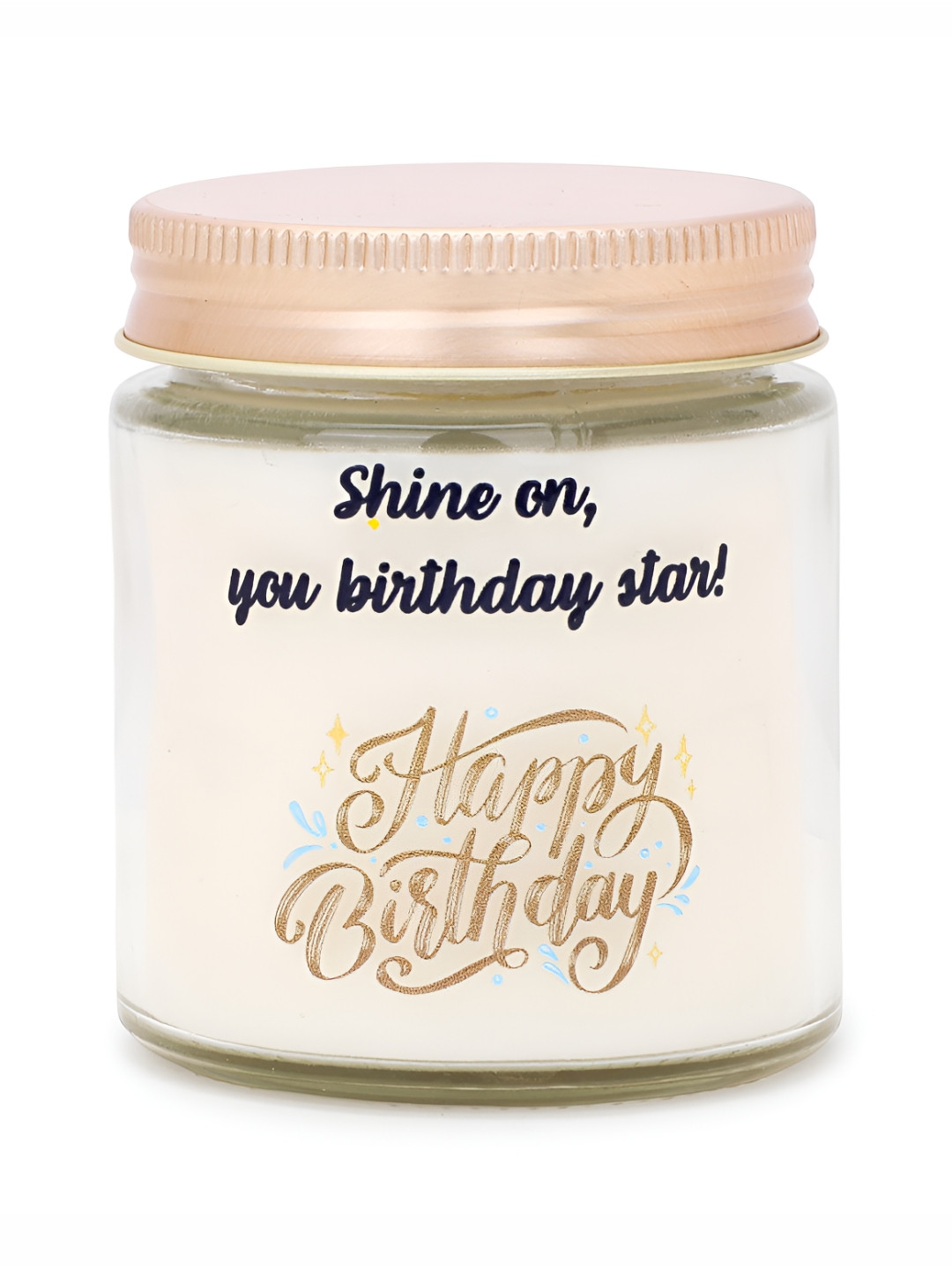 Akaar Dcor's Birthday Star Scented 1 Wick Vanilla Conversational Geometric Jar Candles