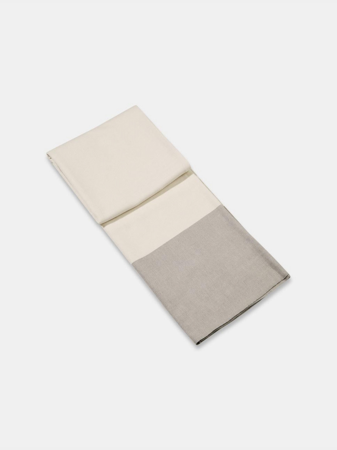 Fabindia Adesh White & Grey Colorblocked Cotton 4 Seater Table Cover