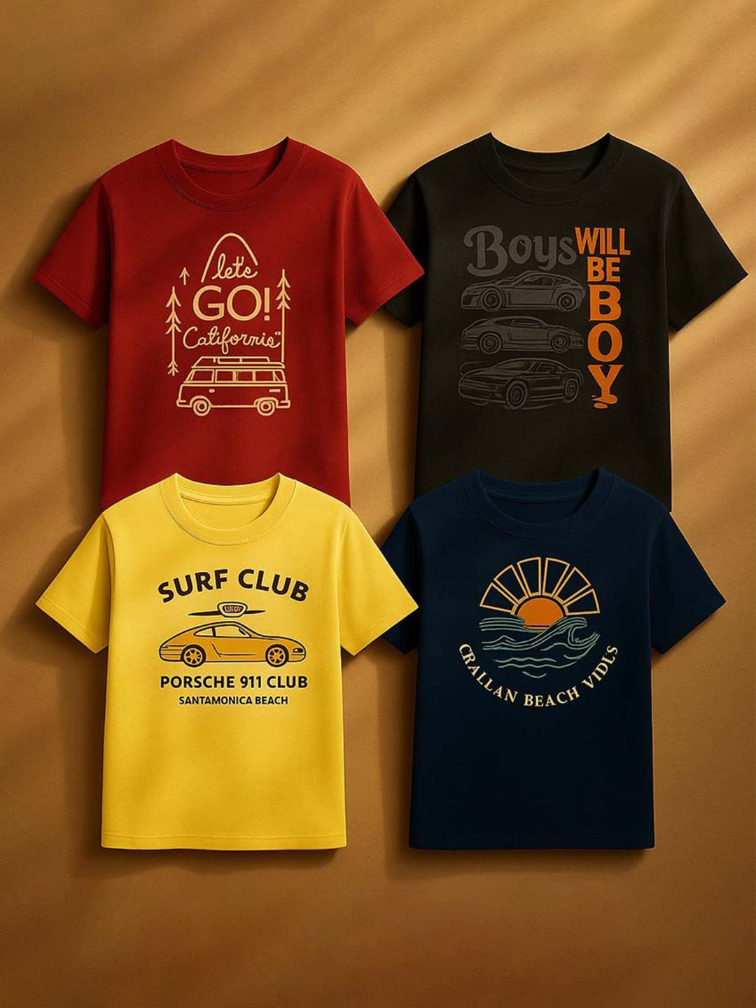 CUTE TREND Set Of 4 Typography Round Neck Regular Fit Short Fit Printed T-shirt