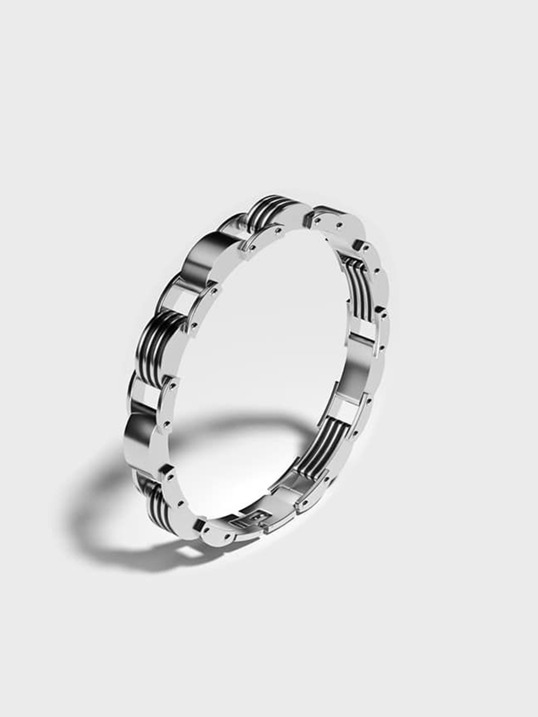 SAM & MARSHALL THE FLINCH Unisex Silver-Plated Stainless Steel Wraparound Bracelet