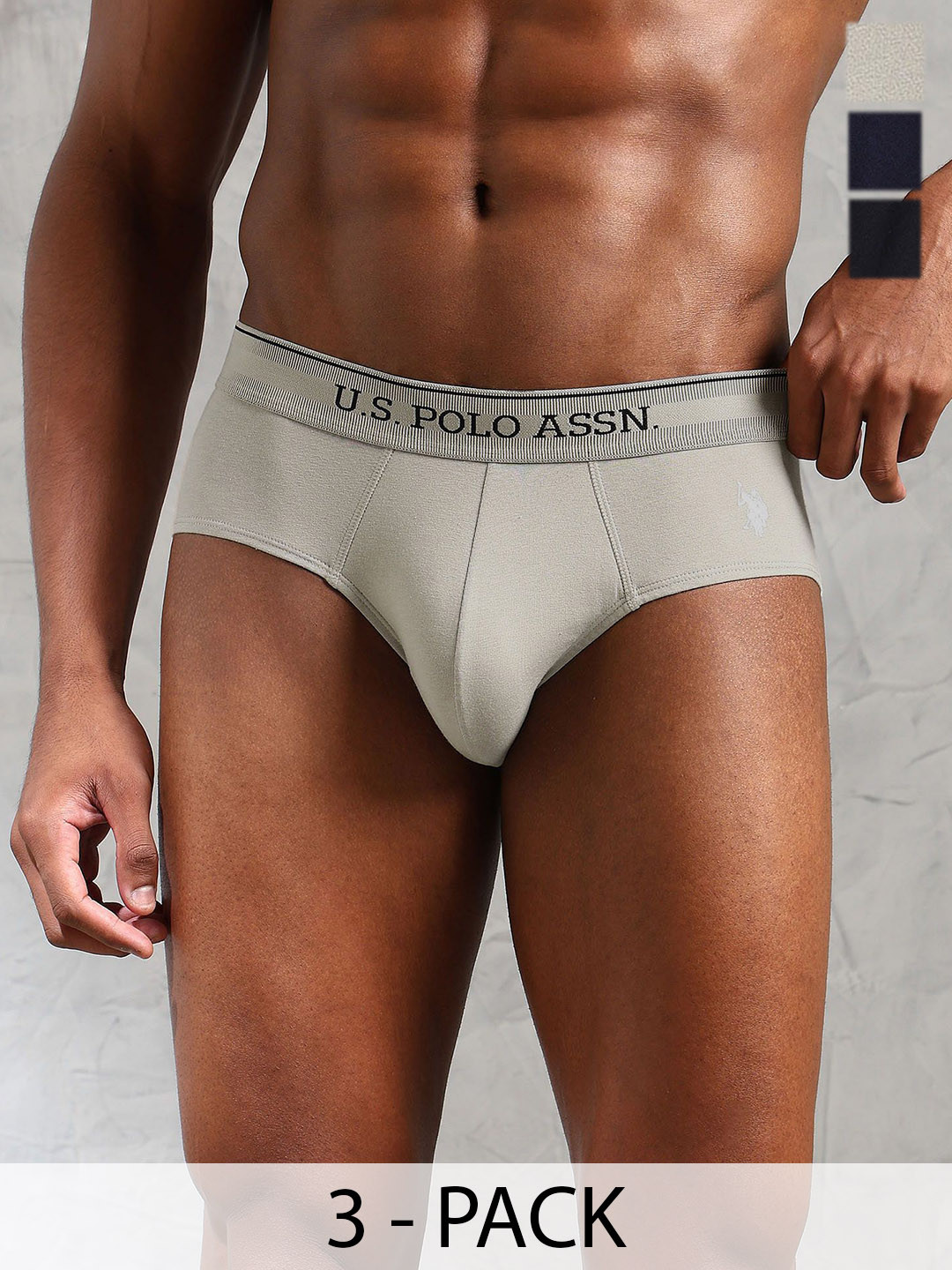 U.S. Polo Assn. Pack Of 3 Low-Rise Basic Briefs OEB15-ZAN-P3
