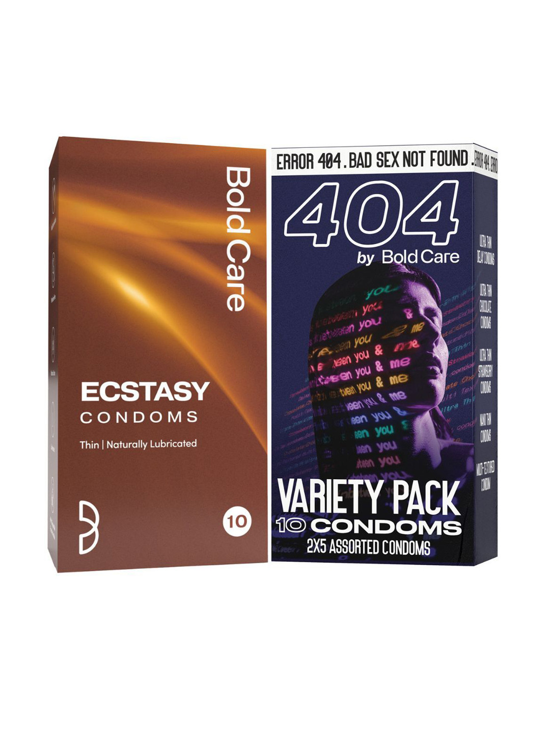 Bold Care Set Of 2 Ultra Thin Ecstasy & Variety Pack Condoms - 10 Pcs Each