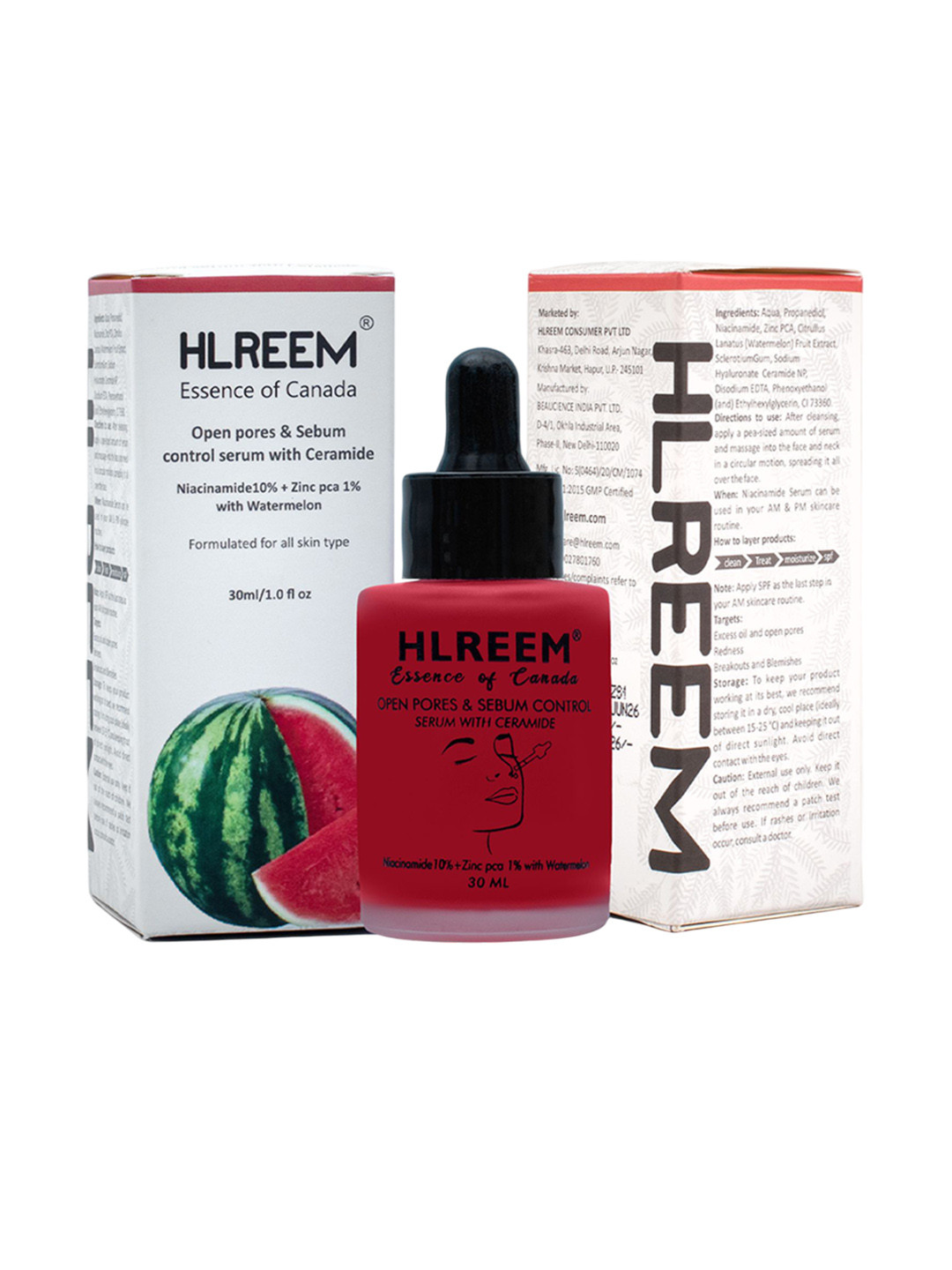 HLREEM 10% Niacinamide Serum For Open Pores With Zinc PCA 1% & Ceramide - 30 ml