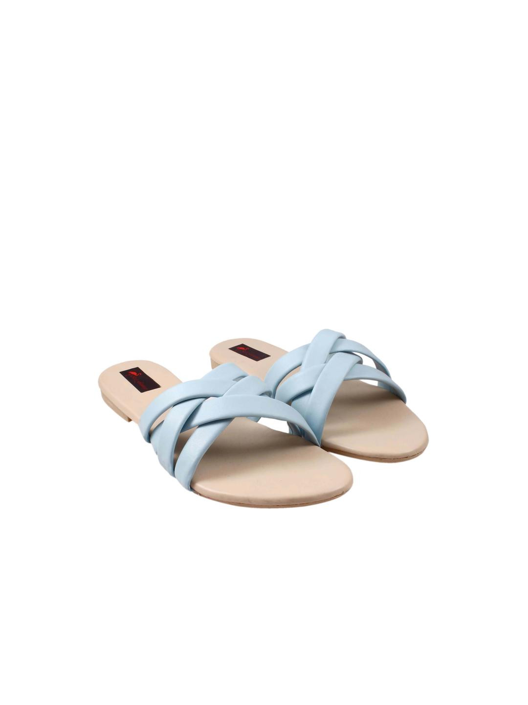 Red Flamigo Girls Blue Open Toe Flats