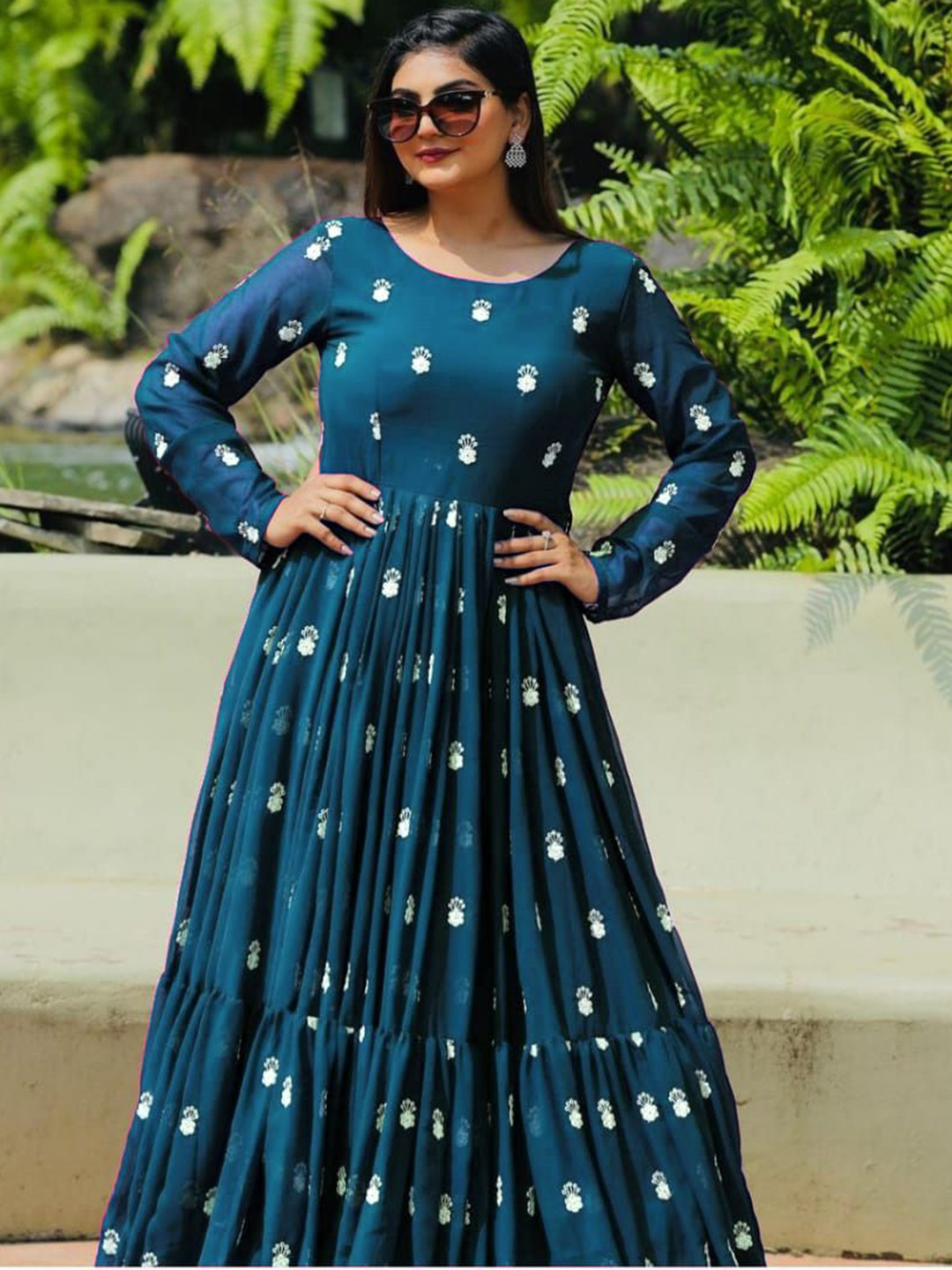 FoxDX Embroidered Gown Maxi Dress