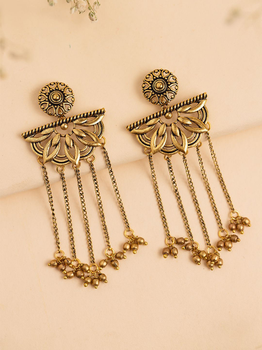 Voylla Fringes Gold Plated Quirky Drop Earrings