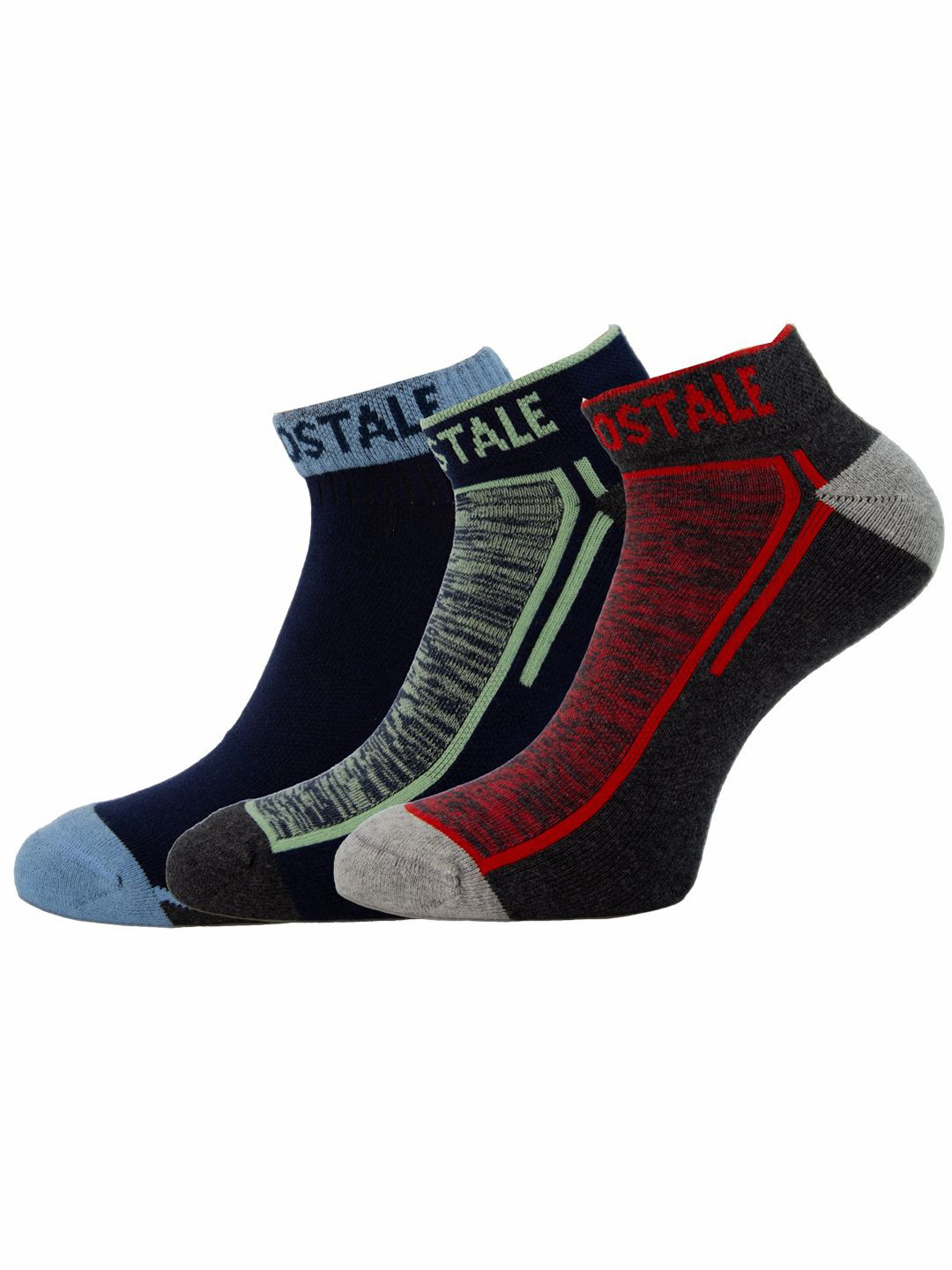 Aeropostale Men Pack Of 3 ColourBlocked Half Cushion Ankle-Length Socks
