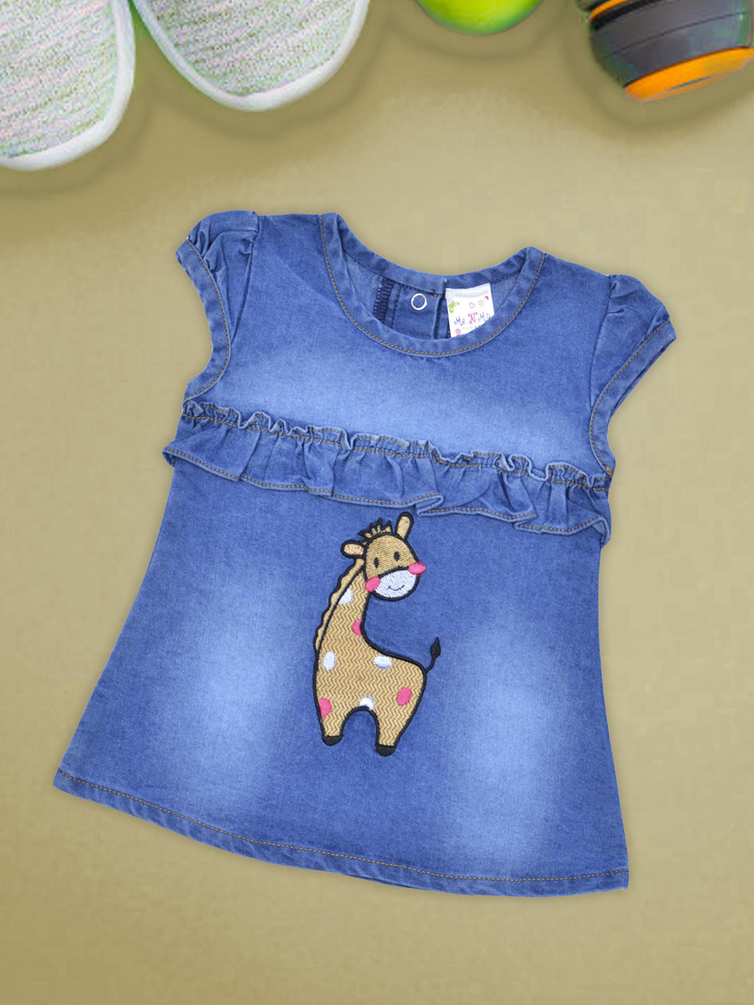 ME N MY Girls Denim Cotton A-Line Dress