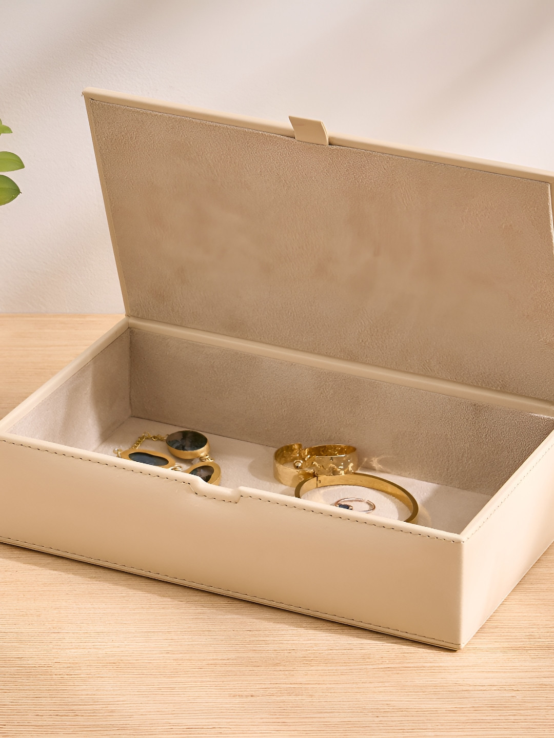 Home Centre Beige Wooden Jewellery Organiser