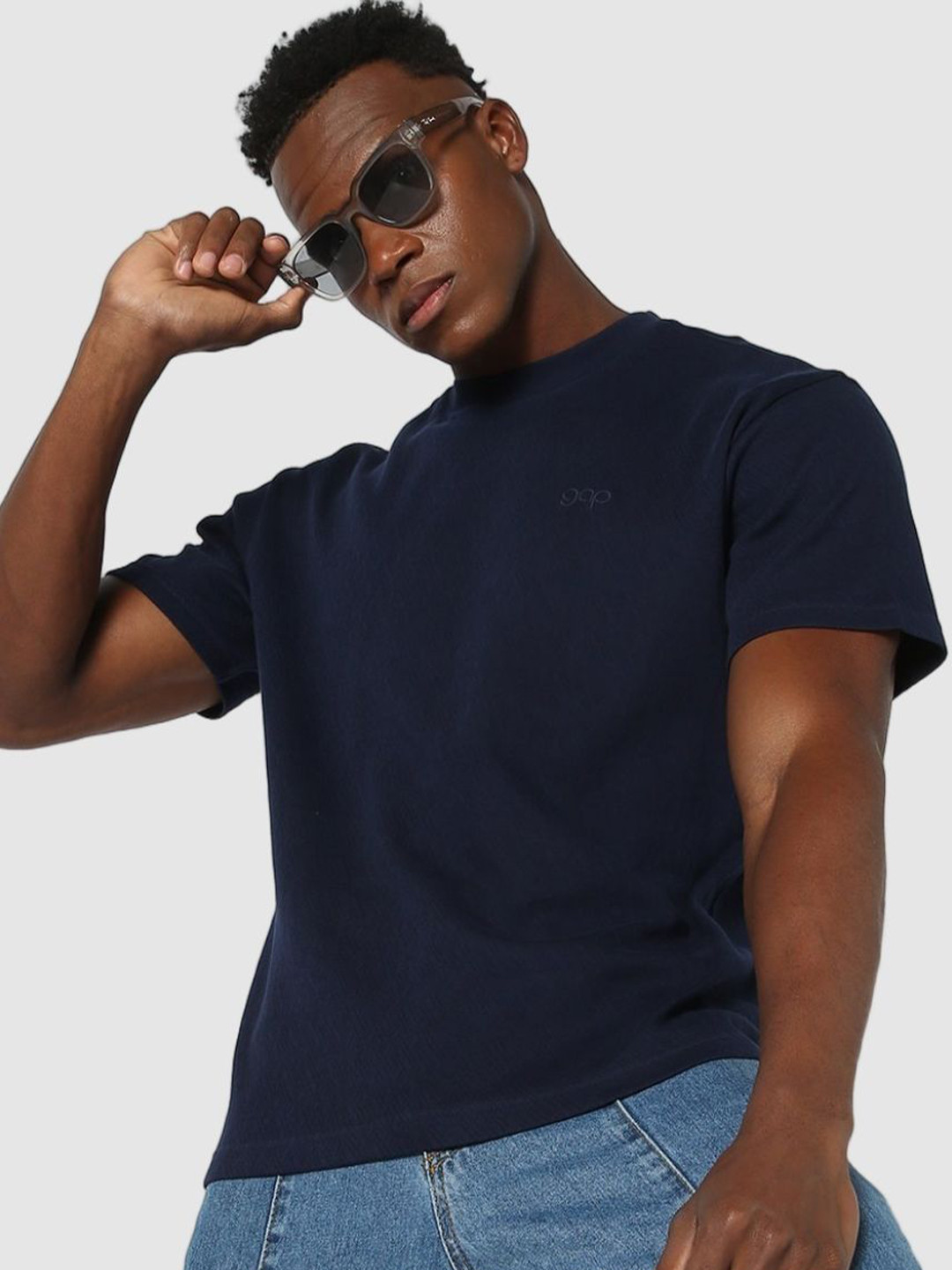 GAP Textured Crew Neck Pure Cotton T-shirt